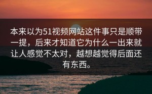 本来以为51视频网站这件事只是顺带一提，后来才知道它为什么一出来就让人感觉不太对，越想越觉得后面还有东西。