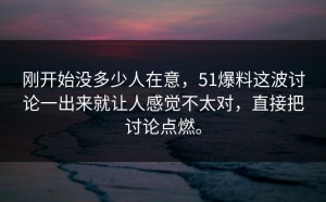 刚开始没多少人在意，51爆料这波讨论一出来就让人感觉不太对，直接把讨论点燃。