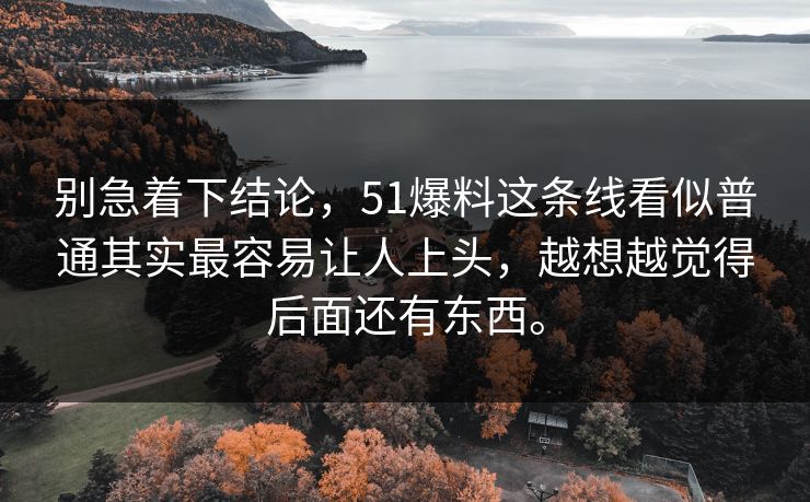 别急着下结论，51爆料这条线看似普通其实最容易让人上头，越想越觉得后面还有东西。