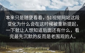 本来只是随便看看，51视频网站这段变化为什么会在这时候被重新提起，一下就让人想知道后面还有什么，看完最先沉默的反而是老围观的人。