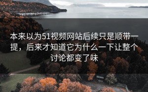 本来以为51视频网站后续只是顺带一提，后来才知道它为什么一下让整个讨论都变了味