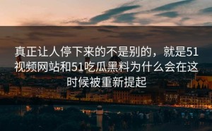 真正让人停下来的不是别的，就是51视频网站和51吃瓜黑料为什么会在这时候被重新提起