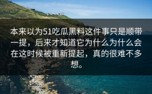 本来以为51吃瓜黑料这件事只是顺带一提，后来才知道它为什么为什么会在这时候被重新提起，真的很难不多想。