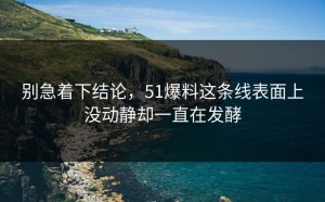 别急着下结论，51爆料这条线表面上没动静却一直在发酵