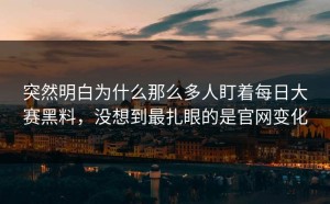 突然明白为什么那么多人盯着每日大赛黑料，没想到最扎眼的是官网变化